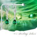 wholesale 925 Sterling Silver Garnet Drop Dangle Leverback Earrings for Women-0-2