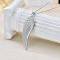 wholesale S925 Sterling Silver White Gold 0.05ct Diamond Angel Wing Pendant Necklace for Women-0-2