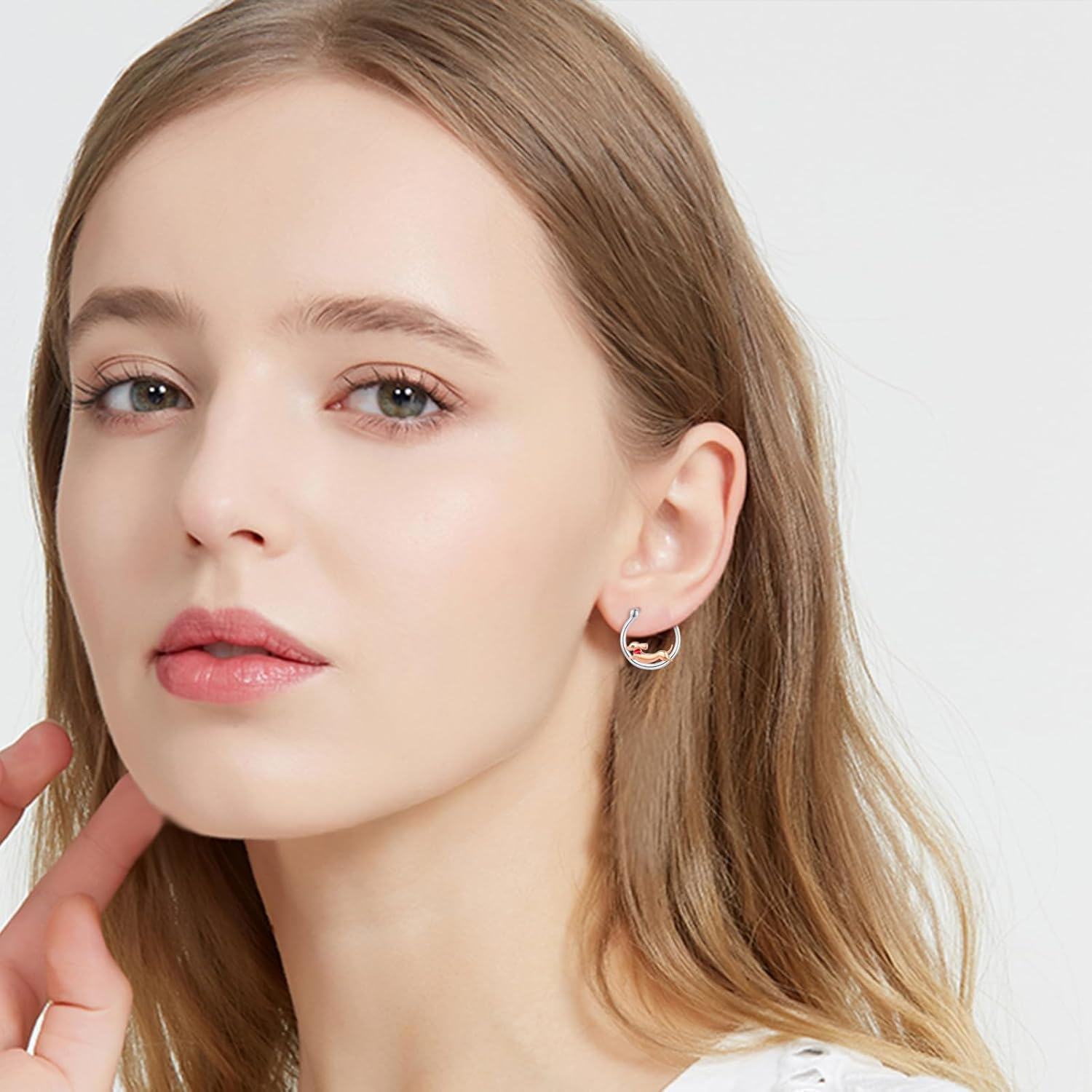 wholesale S925 Sterling Silver Hypoallergenic Dachshund Dog Hoop Earrings - Cute Gift for Women-0-4