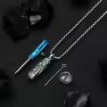 TOUPOP 925 Sterling Silver Stone Cylinder Dragon Eagle Wolf Cremation Necklace Pendant Memorial Jewelry-0-3