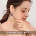 TOUPOP 925 Sterling Silver Gemstone Dainty Drop Earrings-0-1