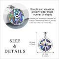 wholesale 925 Sterling Silver Compass Abalone Shell Pendant Necklace with Blue Sapphire Centerstone and Trees Design Gifts for Women Girls Mom-0-4