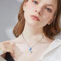 wholesale 925 Sterling Silver Blue Opal Squirrel Pendant Necklace for Women Girls-0-4
