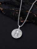 wholesale 925 Sterling Silver Round Skull Pendant Necklace with Hourglass and Crosses - Memento Mori Gothic  for Men & Women-0-2