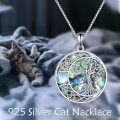 wholesale 925 Sterling Silver Tree of Life Pendant with Cats and Shell Necklace-0-1