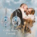 wholesale Sterling Silver Crystal Celtic Moon Dangle Earrings Birthstone Gift-0-17