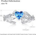 wholesale 925 Sterling Silver Aquamarine Opal Heart Round Vine Leaf Open Promise Ring for Women-0-4