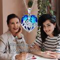 wholesale 925 Sterling Silver Blue Crystal Heart Pendant Necklaces for Aunt & Niece-0-4