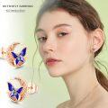 wholesale 925 Sterling Silver Blue Enamel Butterfly Stud Earrings Celtic Moon Irish  for Women-0-4