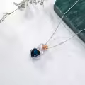 TOUPOP Sterling Silver Blue Crystal Healing Rose Flower Pendant Necklace-0-4