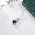 TOUPOP Sterling Silver Blue Crystal Healing Rose Flower Pendant Necklace-0-4