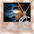 wholesale 925 Sterling Silver White Gold Plated Crescent Moon Sun Moonstone Pendant Necklace For Women-0-4