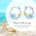 wholesale S925 Sterling Silver Ocean Wave Huggie Hoop Earrings with Starfish and Shell Hypoallergenic Beach Opal Jewelry for Women's Birthday Gifts-0-4