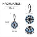 wholesale 925 Sterling Silver Round Blue Crystal Evil Eye Drop Earrings for Women and Teenage Girls-0-2