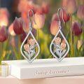 wholesale 925 Sterling Silver Tulip Dangle Drop Charm Earrings for Women Gifts-0-5