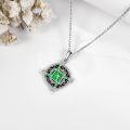 wholesale 925 Sterling Silver Celtic Knot Green Stone Pendant Necklaces for Women Irish s-0-4