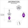 wholesale 925 Sterling Silver Purple Amethyst Dangle Leverback Earrings with Floral Design-0-4
