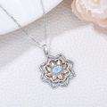 wholesale 925 Sterling Silver Lotus Evil Eye Pendant Necklace with Blue Crystal Accents for Women-0-1