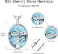 wholesale 925 Sterling Silver Blue Turquoise and Black Onyx Eye of Horus Cross Pendant Necklace -0-3