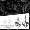 wholesale 925 Sterling Silver Red Heart & Black Rose Infinity Dangle Earrings  for Women-0-4