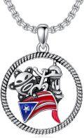 wholesale 925 Sterling Silver African Map & Puerto Rican Flag Pendant Necklaces for Men/Women Gifts-0-0