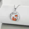 wholesale 925 Sterling Silver Fox Pendant Necklace Wholesale Animal Charm Gift for Her-0-2