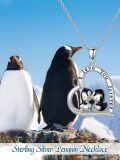 wholesale 925 Sterling Silver Penguin Heart Love You Forever Pendant Necklace for Women-0-3
