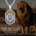 wholesale 925 Sterling Silver Crowned Lion Head Pendant Necklace for Men & Women - Animal -0-2