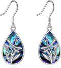 wholesale 925 Sterling Silver Abalone Shell Teardrop Dragonfly & Hummingbird Dangle Earrings-0-0