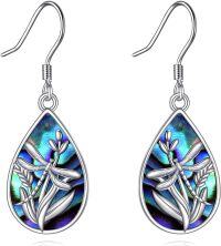 wholesale 925 Sterling Silver Abalone Shell Teardrop Dragonfly & Hummingbird Dangle Earrings-Dragonfly
