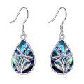 wholesale 925 Sterling Silver White Gold Plated Dragonfly Abalone Shell Teardrop Drop Earrings-0-0