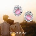 wholesale Sterling Silver Natural Stone Filigree Stud Earrings Christmas Gifts-0-5