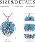 wholesale 925 Sterling Silver Blue Opal Saint Christopher Protect Us Medal Pendant Necklace -0-5