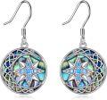 wholesale 925 Sterling Silver Round Celtic Knot Abalone Shell Blue Crystal Star Pendant Hook Earrings s for Women-0-0