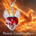 wholesale 925 Sterling Silver Heart-Shaped Red Crystal Phoenix Pendant Necklace for Women-0-2