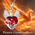 wholesale 925 Sterling Silver Heart-Shaped Red Crystal Phoenix Pendant Necklaces Wholesale for Women-0-2