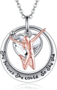wholesale 925 Sterling Silver Ballet Dancer Sports Lover Gift - She Believed So She Did Pendant Necklace-Basketball