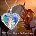 wholesale 925 Sterling Silver Heart Unicorn Pendant Necklaces with Abalone Shell and Cubic Zirconia  for Women Girls-0-2