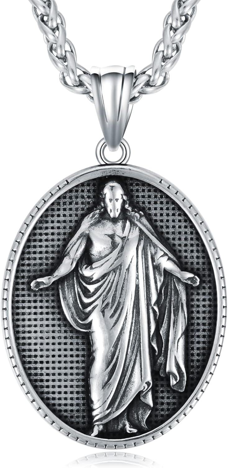 Stainless Steel Medal Saint Patron Necklace for Men Women Religious Gift-0-1
