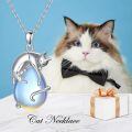 TOUPOP Sterling Silver Moonstone Cat Pendant Necklace-0-2