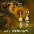 wholesale 925 Sterling Silver Yellow Gold Plated Sunflower Faith Cross Leverback Huggies earrings for Women Girls-0-3