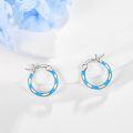 wholesale 925 Sterling Silver Blue Opal Twist Hoop Earrings - Chakra Healing s for Women & Girls-0-3