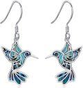 wholesale 925 Sterling Silver Hummingbird Abalone Shell Inlay Dangle Drop Earrings for Women-0-0