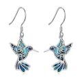 wholesale 925 Sterling Silver Hummingbird Abalone Shell Inlay Dangle Drop Earrings for Women-0-0
