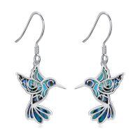 wholesale 925 Sterling Silver Hummingbird Abalone Shell Inlay Dangle Drop Earrings for Women-Drop