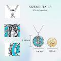 wholesale 925 Sterling Silver Natural Turquoise Saint Christopher Pendant Necklace for Women Men 18K Gold Plated Chain -0-3