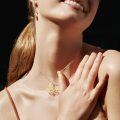 wholesale 14k Gold Lotus Pendant With Lab Diamond And Om Symbol Necklace-0-1