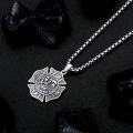 wholesale 925 Sterling Silver Firefighter Maltese Cross Pendant with 3+2 Chain-0-3