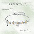 wholesale 925 Sterling Silver Daisy Flower Chain Bracelet With Gold Accents-0-3