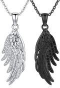 wholesale 925 Sterling Silver CZ Angel Wing Cross Pendant Necklaces for Women and Men-0-0